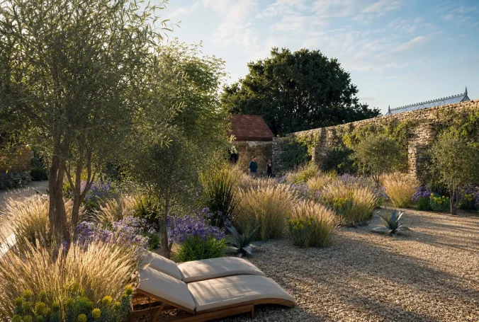 Rendered 3D Garden View 3D garden design example for a concept garden in Jordans, Buckinghamshire
