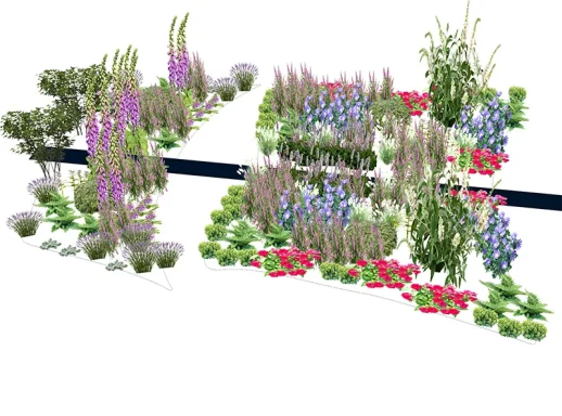 Isometric Planting Plan Isometric concept drawing of a planting design for a formal garden with a rill located near Gerrards Cross, Buckinghamshire