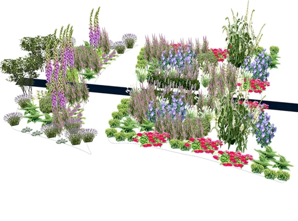 Isometric Planting Plan Isometric concept drawing of a planting design for a formal garden with a rill located near Gerrards Cross, Buckinghamshire